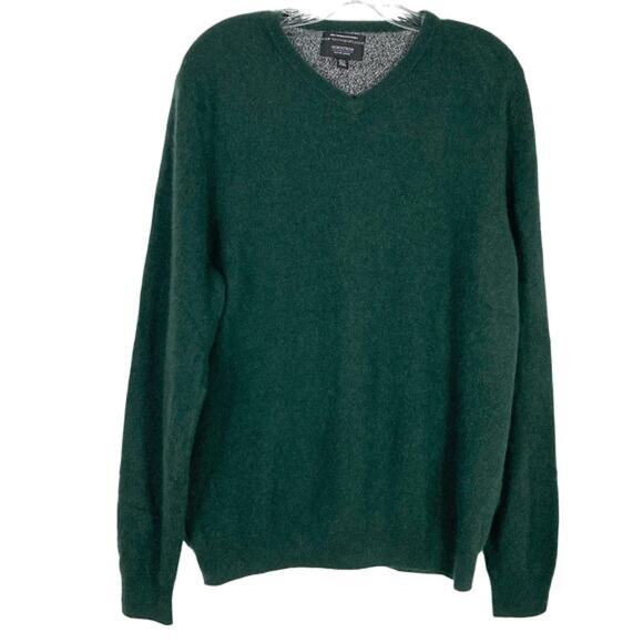 NWOT NORDSTROM Sweater Men XL Tall Cashmere Green V Neck Long Slv Soft Thick - Picture 1 of 5
